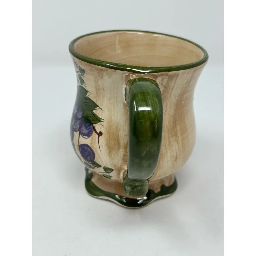Home Trends Granada Fruit Pattern Footed Vintage Coffee Mug 4 1/2